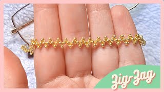 ✨ DIY Cadena en Zig Zag con Mostacillas Gargantilla Pulsera o Sujetador de Anteojos [upl. by Rossi218]