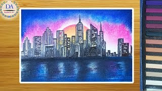 Mumbai Skyline Drawing  Step by Step Guide in Soft Pastel Color for Beginners [upl. by Aldora845]