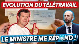 💥 Télétravail  Réponse du Ministre Stanislas Guérini sur le plafond de jours et lindemnisation 💶 [upl. by Doty]