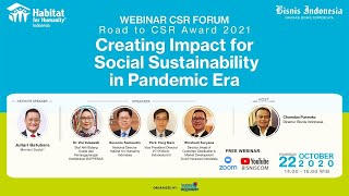 Webinar CSR FORUM  Creating Impact for Social Sustainability in Pandemic Era [upl. by Wallace]