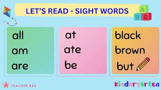 Lets Read Sight Words Kindergarten  part 1  Vocabulary for Kindergarten [upl. by Nosyk]