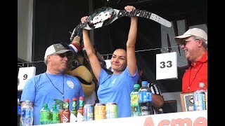 Acme Oyster Eating Championship in New Orleans winner slurps 33 dozen oysters [upl. by Ayle]