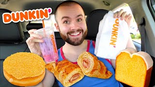 Trying Dunkins NEW Summer Menu Butter Pecan Donut Ham amp Swiss Croissant Stuffer  MORE Review [upl. by Egiedan]