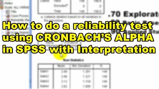 How to Test for Reliability Cronbachs Alpha [upl. by Ibbor382]