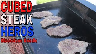 HOW TO MAKE DELICIOUS CUBED STEAK HEROS ON THE BLACKSTONE GRIDDLE  JKMCraveTV [upl. by Dlareg791]