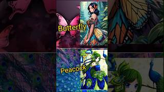 Butterfly🦋 VS Peacock🦚peacock butterfly dress sandals eyemakeup necklace ring viralshorts [upl. by Amzu595]