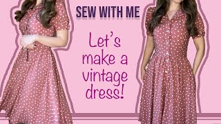 Sew with me Sew a vintage style shirt dress with pleated skirt  Sewing timelapse [upl. by Rehprotsirhc]