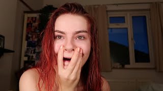 impulsively dying my hair bright red  friends reaction mini vlog [upl. by Arised]