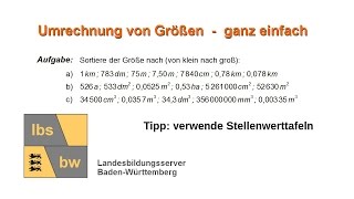 Größen einfach und schnell umrechnen  mit Stellenwerttafeln [upl. by Robbert]