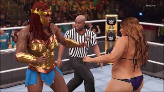 WWE 2K22  Nubia Wonder Woman vs Nia Jax  Super Girl Fights 💜 [upl. by Aitrop]