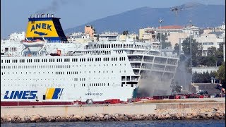 EL VENIZELOS Fire from MYKONOS PALACE Ship View [upl. by Neelram198]