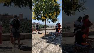 Street Music with a view of AlHambra palace Granada Andalusia Albaicin District Spain [upl. by Nowaj]