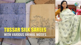 Tussar Silk Sarees With Elegant Motifs amp Designs [upl. by Nibas41]