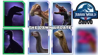 THE DAWN UPDATE  Jurassic World Alive 31  Segnosaurus Australotitan Koreanosaurus Itchyovenator [upl. by Nimoynib197]