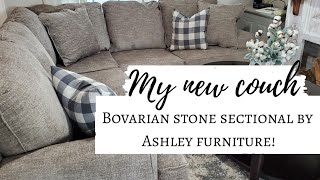 My NEW Sectional sofa from Ashley furniture  Bovarian stone 2 peice sectional [upl. by Ilzel396]