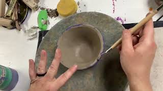 Underglaze  Sgraffito Bowl [upl. by Yentihw]