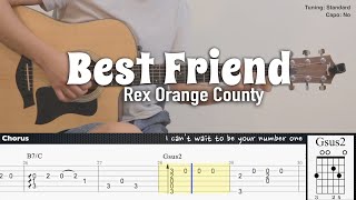 Best Friend  Rex Orange County  Fingerstyle Guitar  TAB  Chords  Lyrics [upl. by Ynaiffit]