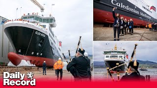 MV Glen Rosa Late and overbudget CalMac ferry finally launched from Port Glasgow shipyard [upl. by Eiramnerual]