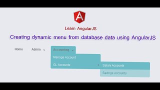 Creating dynamic menu from database data using AngularJS [upl. by Badger]