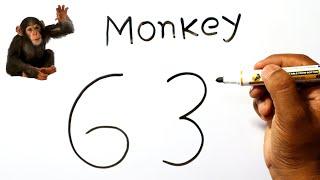 How to Draw a Monkey From Number 63  Monkey Drawing Easy Step By Step  Make a Monkey Drawing Easy [upl. by Marler]