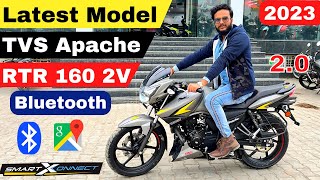 Finally 2023 TVS Apache RTR 160 2V😍TGray✅Bluetooth Model  New Features  Price  Mileage😱Changes🔥🔥 [upl. by Eseekram23]