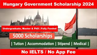 Hungary Government Scholarship 2024  No IELTS  No App fee  How to Apply  Study in Hungary [upl. by Ayt]