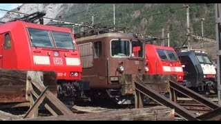 Bahnverkehr in Wassen und Erstfeld Gotthard 032012 [upl. by Berri]