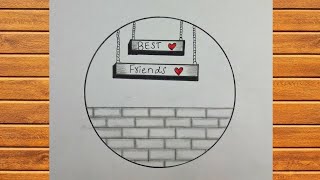 Friendship drawing easyBest friend drawing in circlePencil drawingCircle drawingBFF Drawing [upl. by Anha]