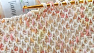 Beautiful Tunisian Crochet Smock Stitch 🧜‍♀️ Rainbow Mermaid Tail Blanket Idea 🌈 [upl. by Drofhsa]