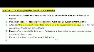 Question 3 Terminologie de la Cybersécurité et sécurité Prof MAGRI [upl. by Aekim]