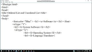Ordered List and Unordered List in HTML [upl. by Hebel]