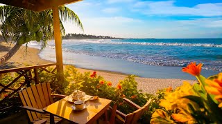 Seaside Cafe Ambience  Bossa Nova Music Smooth Jazz BGM Ocean Wave Sound for Study amp Relaxation [upl. by Huai722]