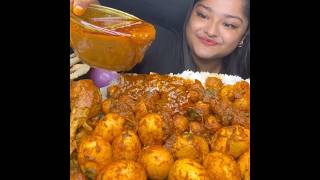 ASMR EATING SPICY CHICKEN CURRY🔥 BASMATI RICE  shorts mukbangnasmreating mukbangasmr asmr [upl. by Malvina]