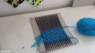 Weaving Herringbone on a Cardboard Loom [upl. by Bergmann]