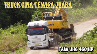 TENAGANYA DIUJI DISINI Truck FAW JH6 Mobilisasi Excavator PC400 di Jalur Extreme [upl. by Paco741]