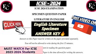 ICSE 10 2024 English Literature Specimen Paper Solution  MCQs [upl. by Niabi]