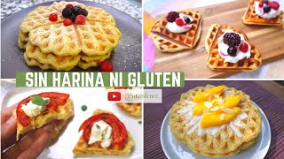 4 RECETAS DE WAFFLES SIN HARINA y sin gluten [upl. by Samanthia]