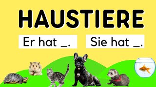 Haustiere Er hat   Sie hat  Deutsch lernen  Learn German  German Vocabulary  Deutsch A1 [upl. by Enyamrahs]