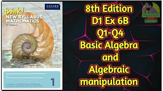 Q1Q4  Ex6B  D18th edition  Basic algebra and Algebraic manipulation [upl. by Dnomrej757]