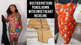 HOW TO DRAFT A BUSTIER PATTERN PENCIL GOWN  SEWING TUTORIAL [upl. by Tremml949]