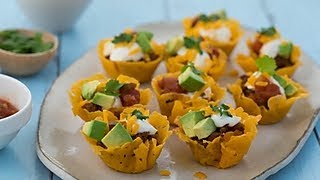 Cheesy Shell Taco Bites  Genius Kitchen [upl. by Naegem31]