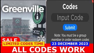 ALL CODES WORK CHRISTMAS UPDATE Greenville ROBLOX  LIMITED CODES TIME  12232023 [upl. by Akilaz]