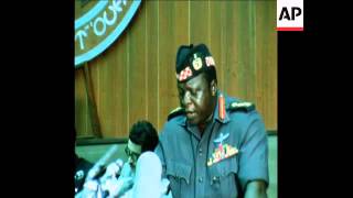 SYND 19 7 75 UGANDAN PRESIDENT IDI AMIN ADDRESSES A MEETING OF THE ORGANISATION OF AFRICAN UNITY [upl. by Hecklau365]