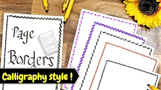 How To  Calligraphy page borders  12 Border design for School projects  Border Design [upl. by Ereveniug]