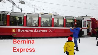 Bernina Express in Winter From Italy to Switzerland [upl. by Ennaillek]