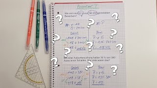 ☺Prozentwert berechnen für Dummies☺  mit Dreisatz und Formel [upl. by Ttam]