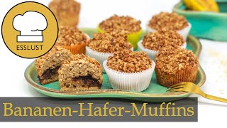 BANANENHAFERMUFFINS  lecker gesund und schnell gebacken [upl. by Yniffit]