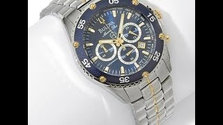 Bulova Mens Blue Dial Marine Star Watch [upl. by Olfe]