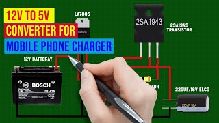 12V to 5V Converter Circuit Diagram  12V to 5V Converter for Mobile Phone Charger  Easy To Make [upl. by Negam]