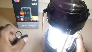 Unboxing e Review Lampião Dobrável 6 Led Usb Recarregavel Solar Camping [upl. by Leynad271]